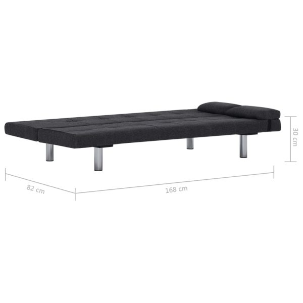 Sofá-cama com duas almofadas poliéster cinzento escuro - Image 11