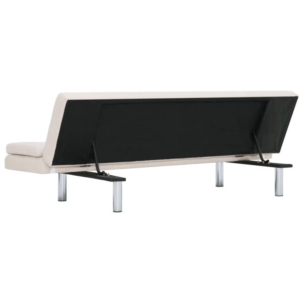 Sofá-cama com duas almofadas poliéster cor creme - Image 5