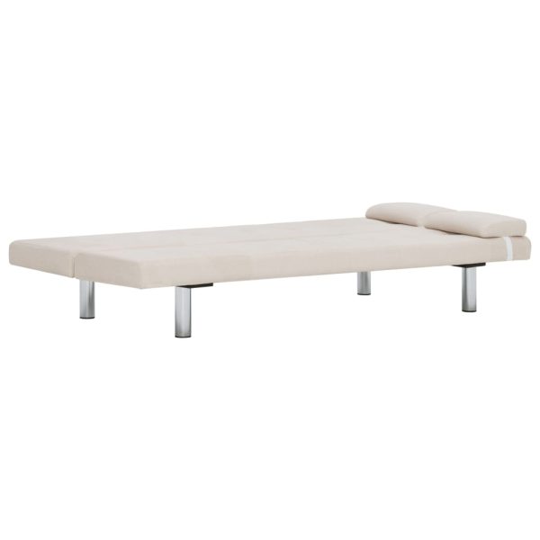 Sofá-cama com duas almofadas poliéster cor creme - Image 7