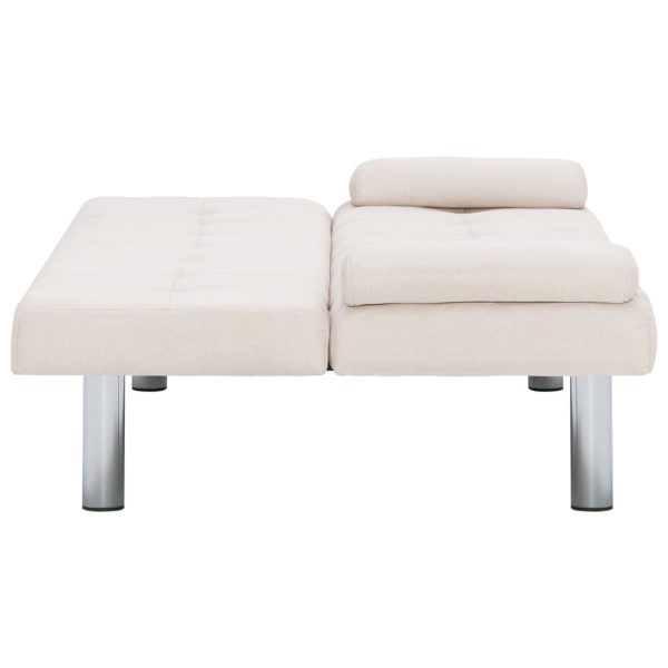 Sofá-cama com duas almofadas poliéster cor creme - Image 8