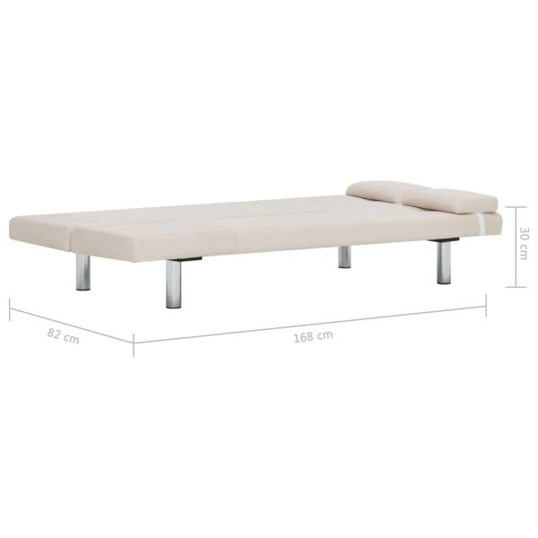 Sofá-cama com duas almofadas poliéster cor creme - Image 11