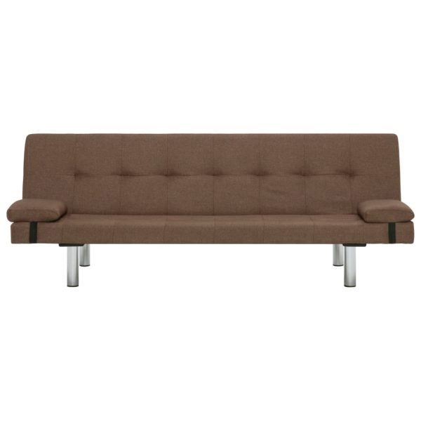 Sofá-cama com duas almofadas poliéster castanho - Image 5
