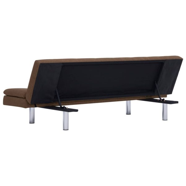 Sofá-cama com duas almofadas poliéster castanho - Image 6