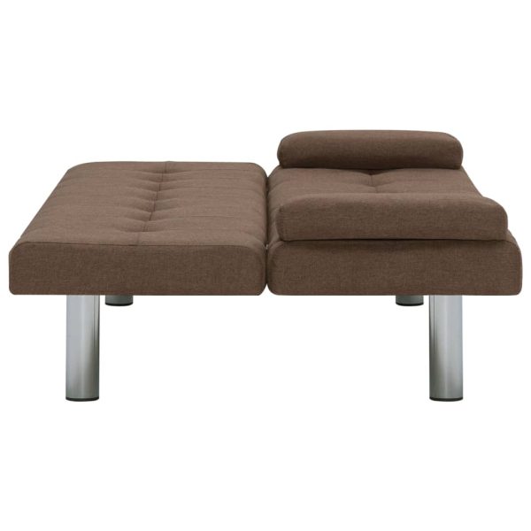 Sofá-cama com duas almofadas poliéster castanho - Image 8