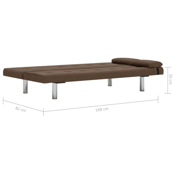 Sofá-cama com duas almofadas poliéster castanho - Image 11
