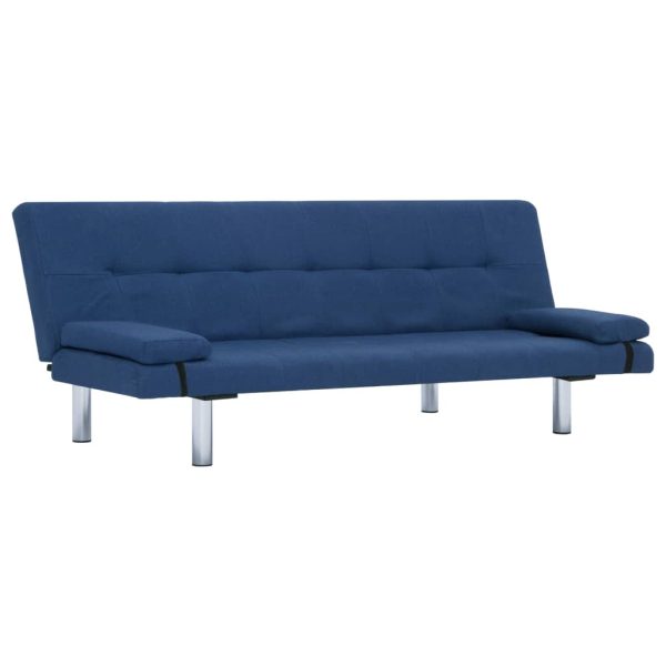 Sofá-cama com duas almofadas poliéster azul - Image 2