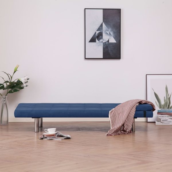 Sofá-cama com duas almofadas poliéster azul - Image 3