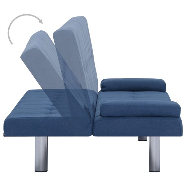 Sofá-cama com duas almofadas poliéster azul - Image 4