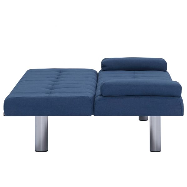 Sofá-cama com duas almofadas poliéster azul - Image 8