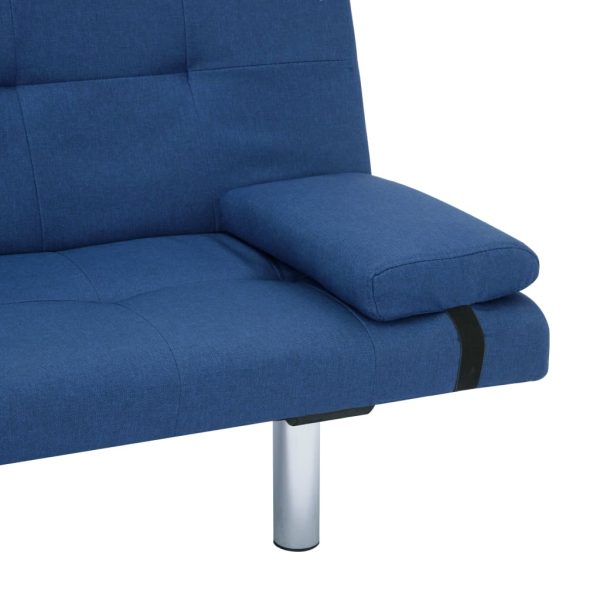 Sofá-cama com duas almofadas poliéster azul - Image 9