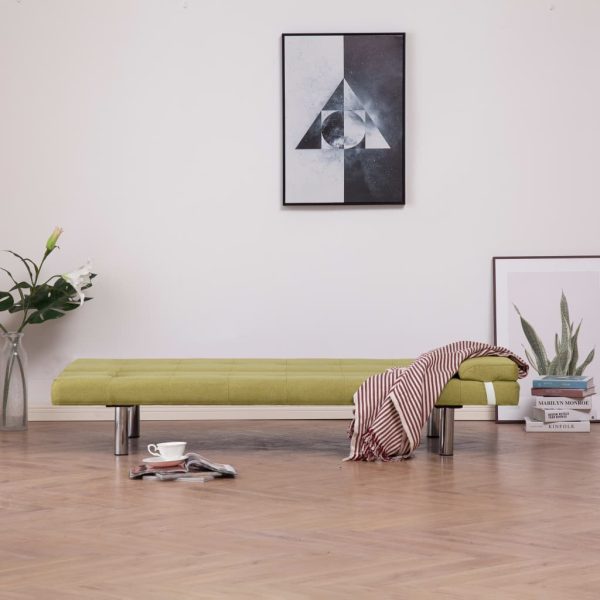 Sofá-cama com duas almofadas poliéster verde - Image 3