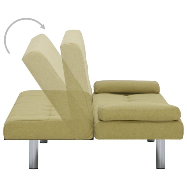 Sofá-cama com duas almofadas poliéster verde - Image 4