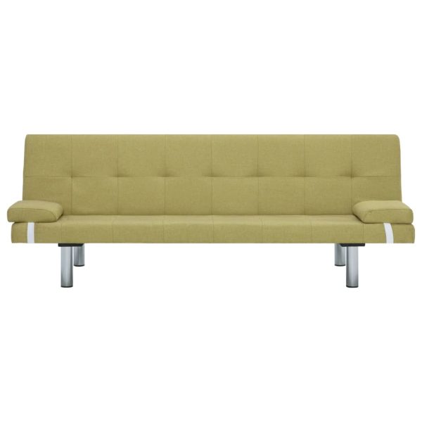 Sofá-cama com duas almofadas poliéster verde - Image 5