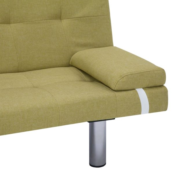 Sofá-cama com duas almofadas poliéster verde - Image 9