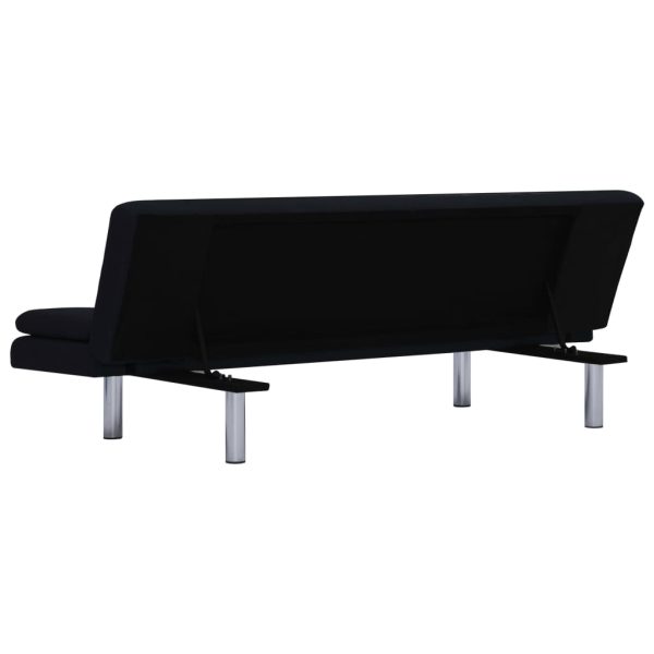 Sofá-cama com duas almofadas poliéster preto - Image 6