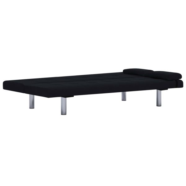 Sofá-cama com duas almofadas poliéster preto - Image 7
