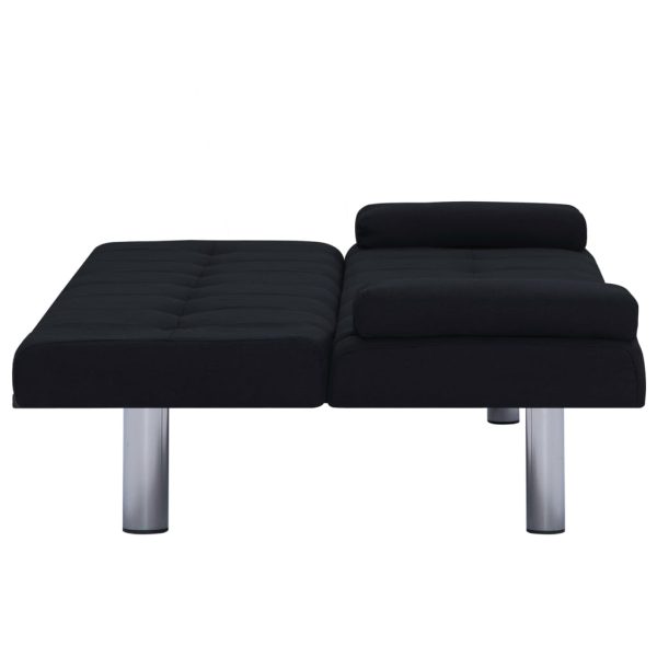 Sofá-cama com duas almofadas poliéster preto - Image 8