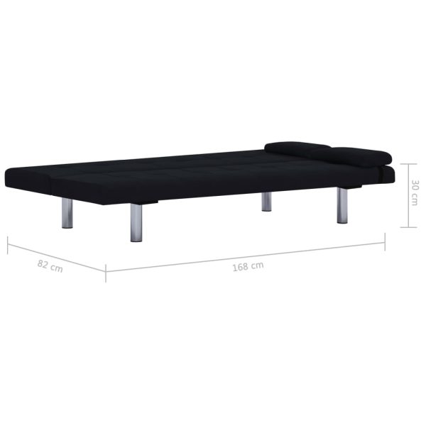 Sofá-cama com duas almofadas poliéster preto - Image 11