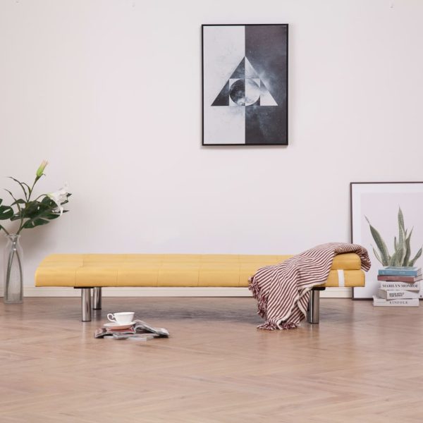 Sofá-cama com duas almofadas poliéster amarelo - Image 3