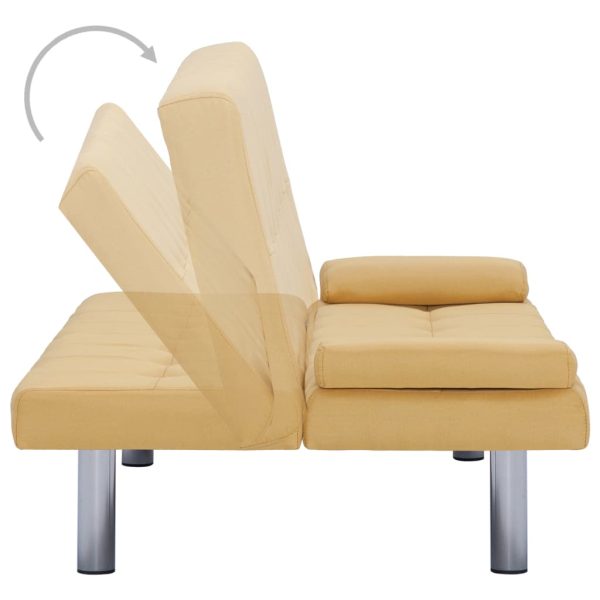 Sofá-cama com duas almofadas poliéster amarelo - Image 4