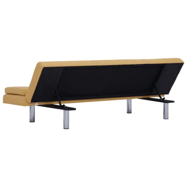 Sofá-cama com duas almofadas poliéster amarelo - Image 6