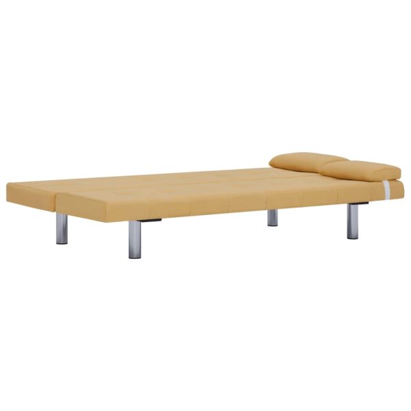 Sofá-cama com duas almofadas poliéster amarelo - Image 7