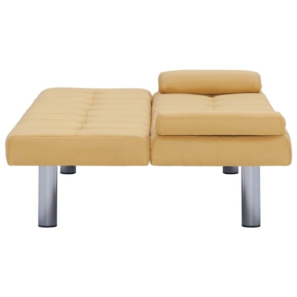 Sofá-cama com duas almofadas poliéster amarelo - Image 8
