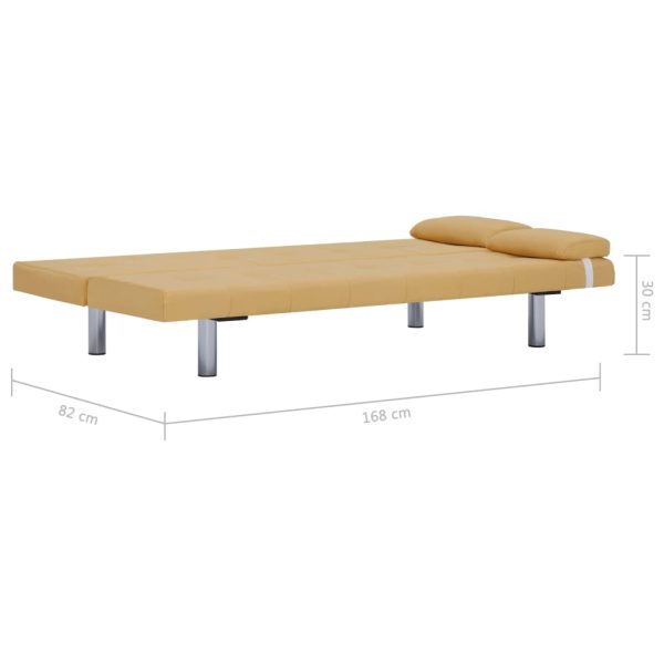 Sofá-cama com duas almofadas poliéster amarelo - Image 11
