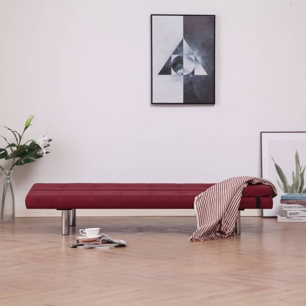 Sofá-cama com duas almofadas poliéster vermelho tinto - Image 3