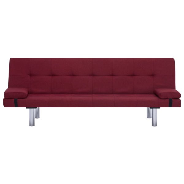 Sofá-cama com duas almofadas poliéster vermelho tinto - Image 5