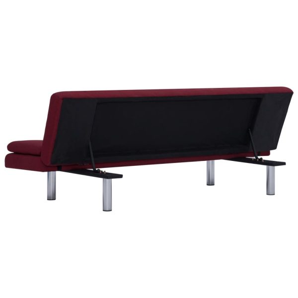 Sofá-cama com duas almofadas poliéster vermelho tinto - Image 6