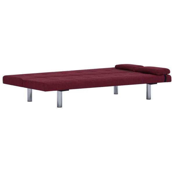 Sofá-cama com duas almofadas poliéster vermelho tinto - Image 7