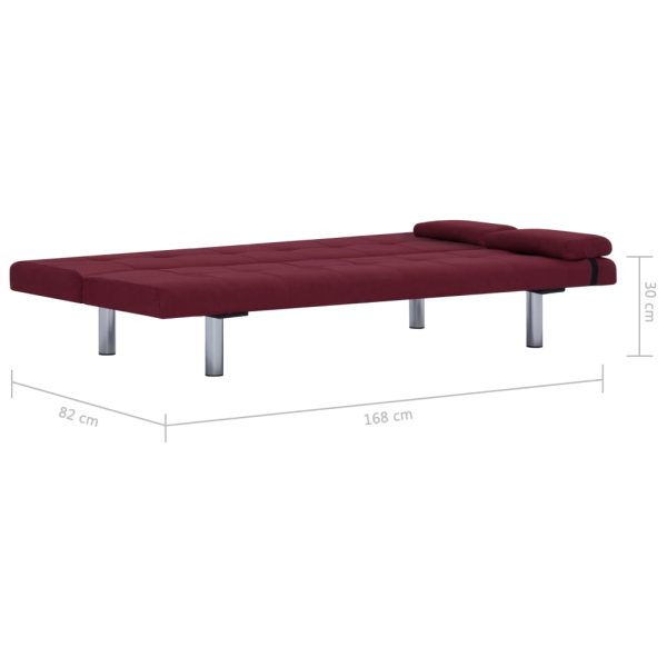 Sofá-cama com duas almofadas poliéster vermelho tinto - Image 11