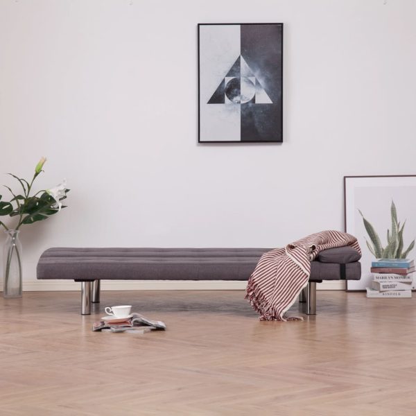 Sofá-cama com duas almofadas poliéster cinzento-acastanhado - Image 3