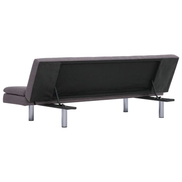 Sofá-cama com duas almofadas poliéster cinzento-acastanhado - Image 6