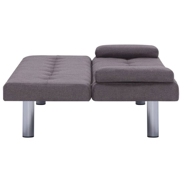 Sofá-cama com duas almofadas poliéster cinzento-acastanhado - Image 8