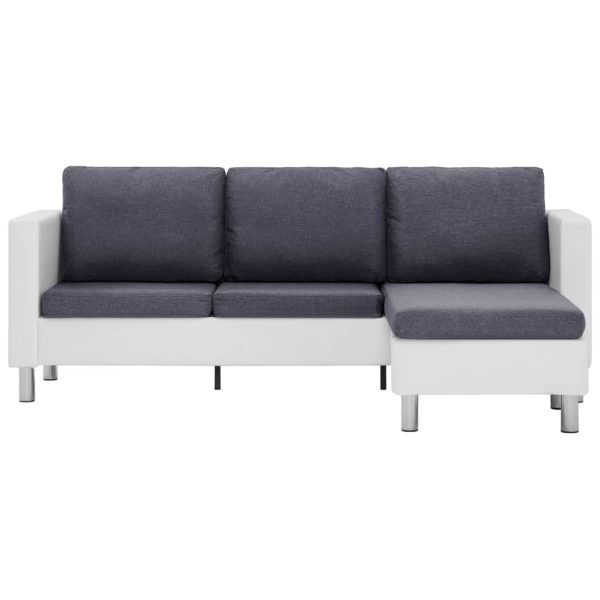 Sofá de 3 lugares com almofadões couro artificial branco - Image 3