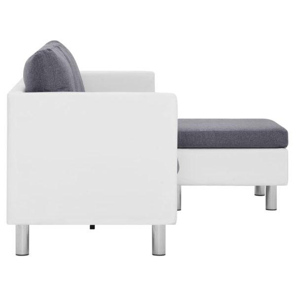 Sofá de 3 lugares com almofadões couro artificial branco - Image 4