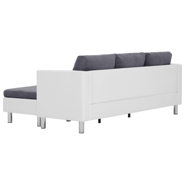 Sofá de 3 lugares com almofadões couro artificial branco - Image 5