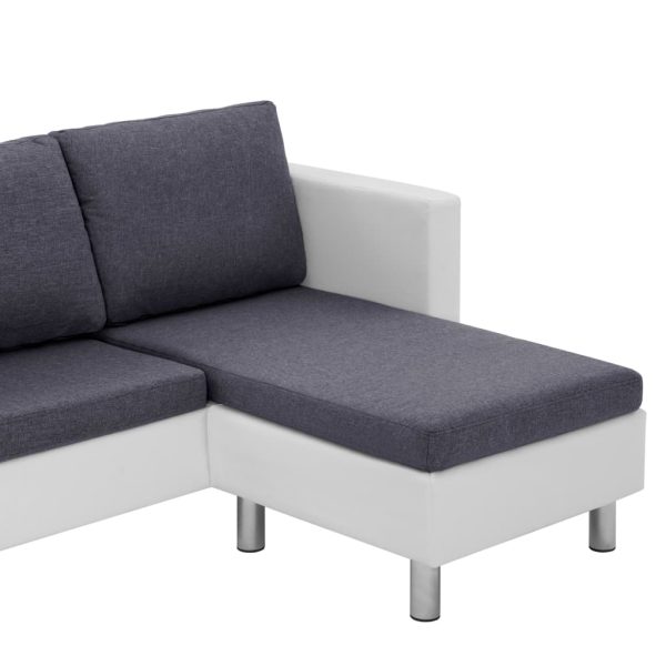 Sofá de 3 lugares com almofadões couro artificial branco - Image 6