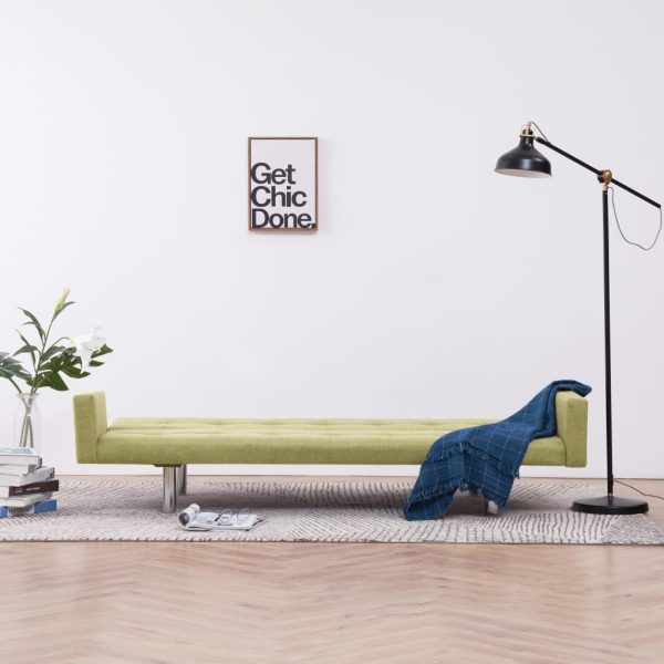 Sofá-cama com apoio de braços poliéster verde - Image 3