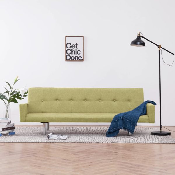 Sofá-cama com apoio de braços poliéster verde