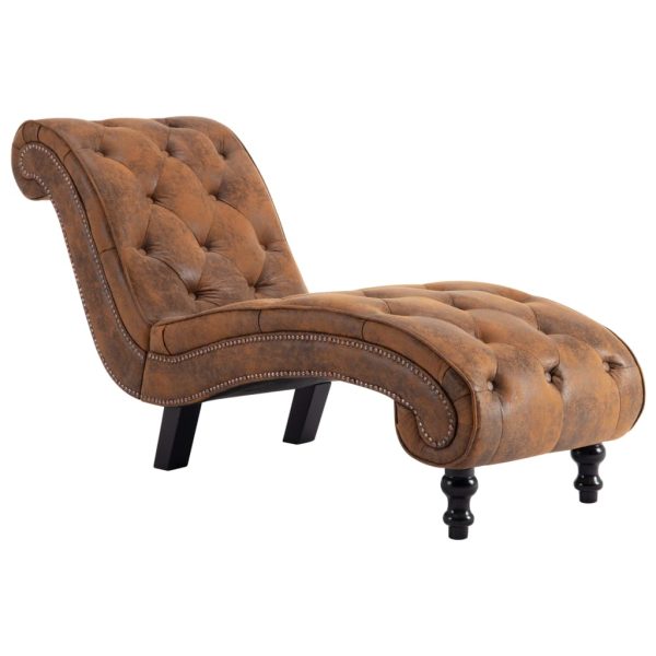 Chaise longue camurça artificial castanho - Image 2