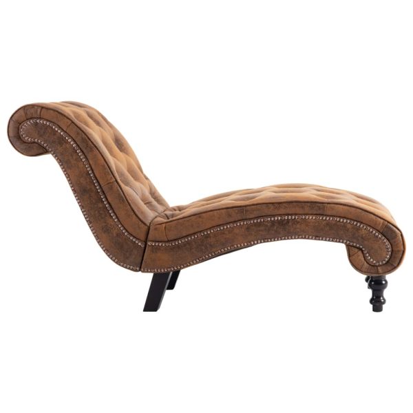 Chaise longue camurça artificial castanho - Image 4