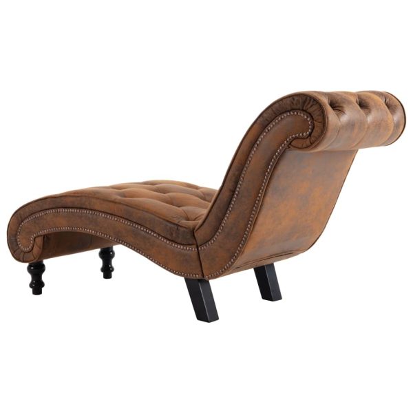 Chaise longue camurça artificial castanho - Image 5