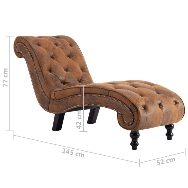 Chaise longue camurça artificial castanho - Image 8