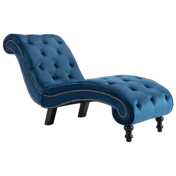 Chaise longue em veludo azul - Image 2