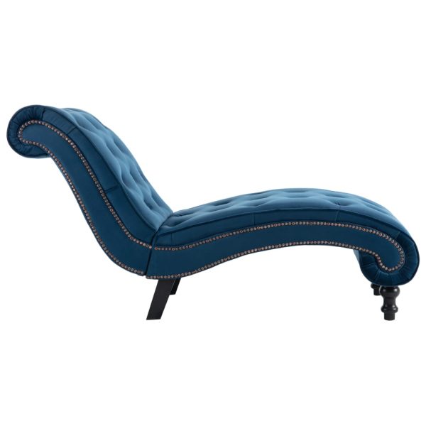 Chaise longue em veludo azul - Image 4