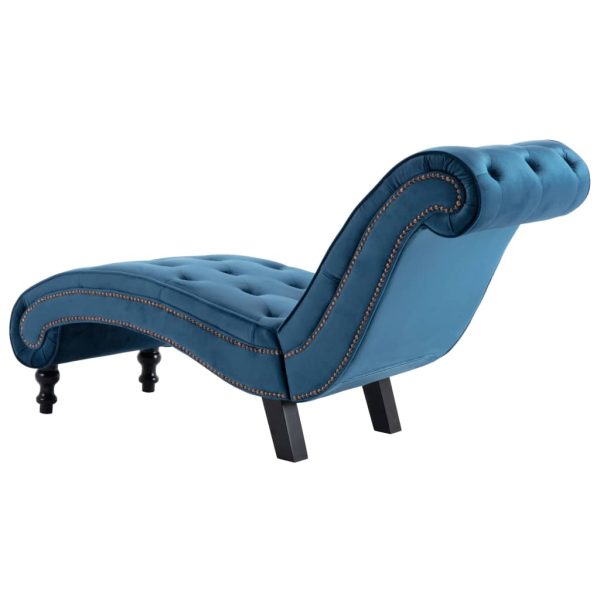 Chaise longue em veludo azul - Image 5