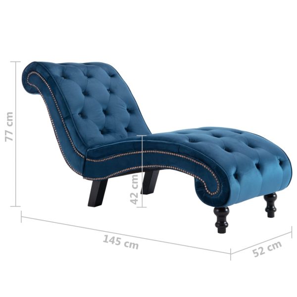 Chaise longue em veludo azul - Image 8